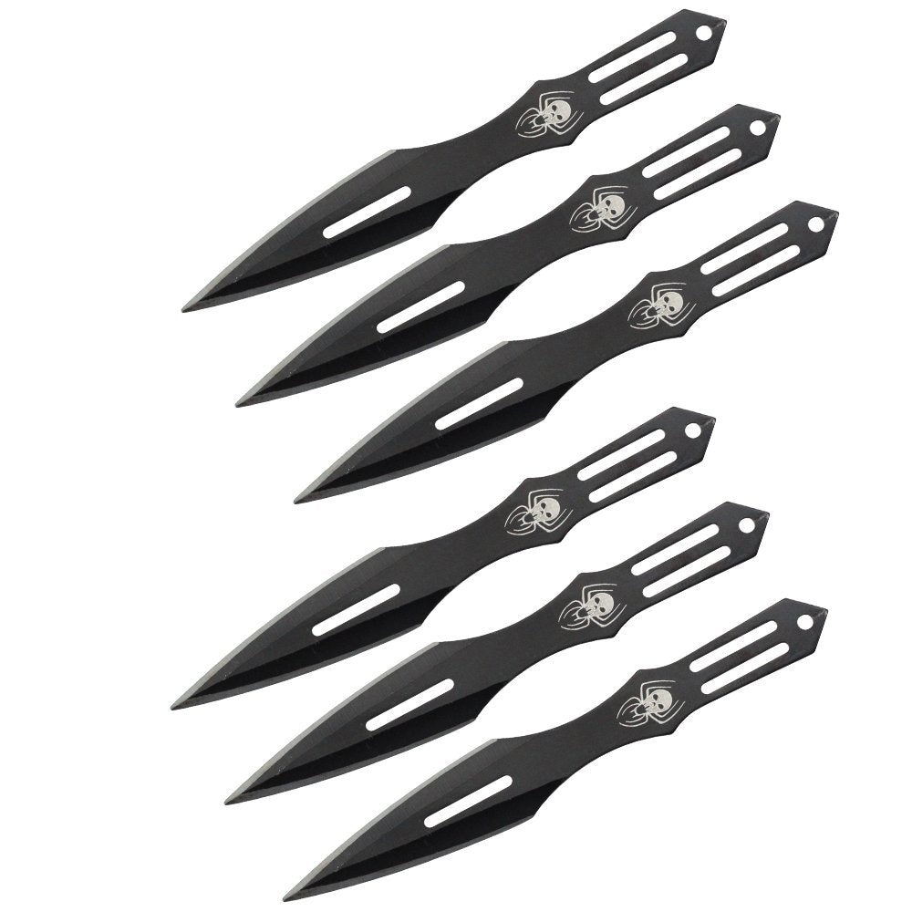 6PC 5.5" Throwing Knife Set With Pouch - BLACK WIDOW SPIDER