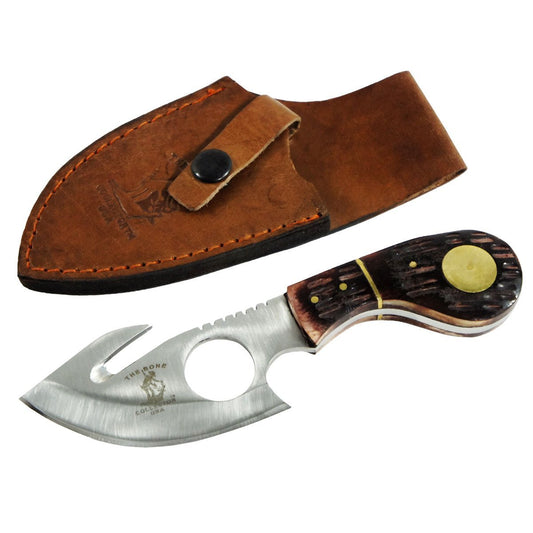 New Bone Collector BC 794 3 Colors Fixed Blade Skinning Knife with Leather Sheath 7 Inch Overall Red Yellow Blue Full Tang Saw Tooth Blade