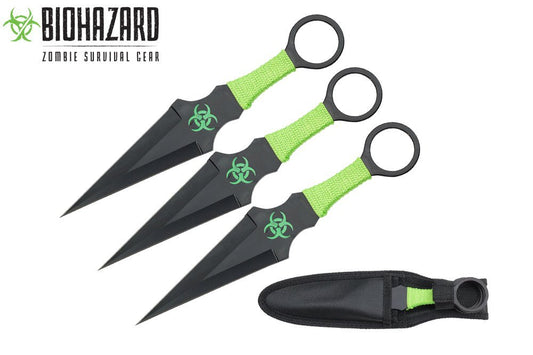 Biohazard 9" 3 Pcs Set Zombie Throwing Knife