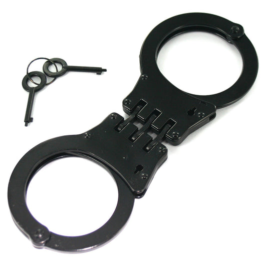 Ace Martial Arts Black Hinged Heavy Duty Handcuffs & Keys Good Quality