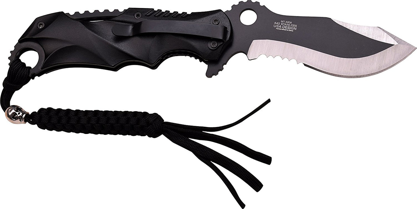 MTech USA MT-A808 Series Assisted Opening Folding Knife, Two-Tone Half-Serrated Blade, 4-3/4-Inch Closed