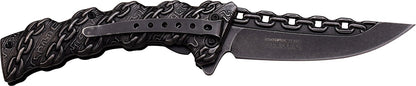 TAC Force TF-859 Spring Assist Folding Knife, Black Blade, Black Handle, 4.75-Inch Closed