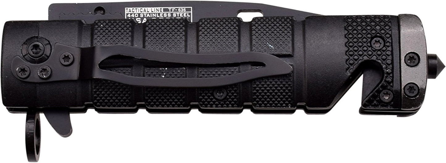 TAC Force TF-636 Series Assisted Opening Folding Knife, Black Half-Serrated Blade, 4-1/2-Inch Closed