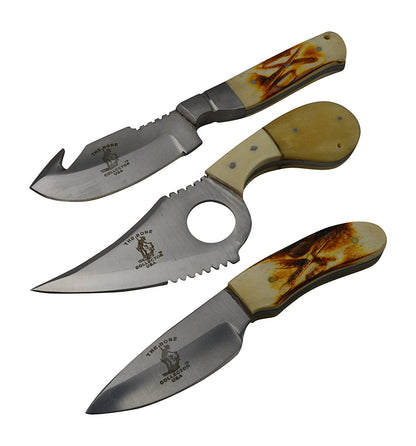 The Bone Collector 3 Hunting Knife Gift Set Fixed Blade Skinning Knives Full Tang Skinner Survival Knife
