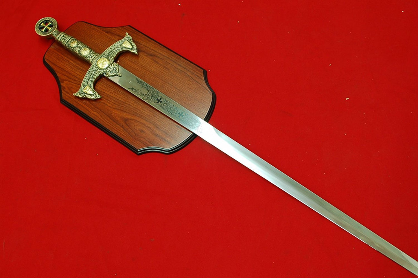47" New Medieval Two Hand Knights Templar Crusader Sword w/Plaq