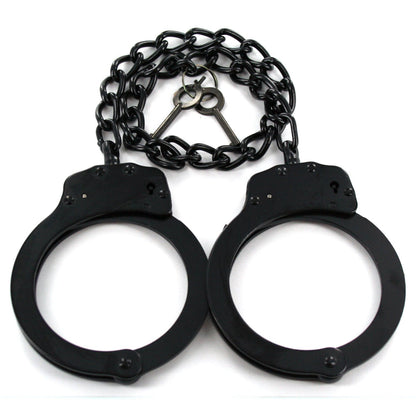 Steel Double Locking Leg Cuffs w/ 18" Chain - Black