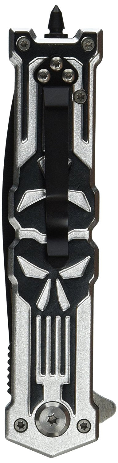TAC Force TF-592 Series Assisted Opening Folding Knife, Black Spear Point Blade, Skull Handle, 4-3/4-Inch Closed