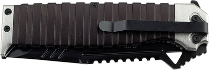 MTech USA MT-A820 Series Ballistic Sping Assist Knife, Black Half-Serrated Blade, 5-Inch Closed