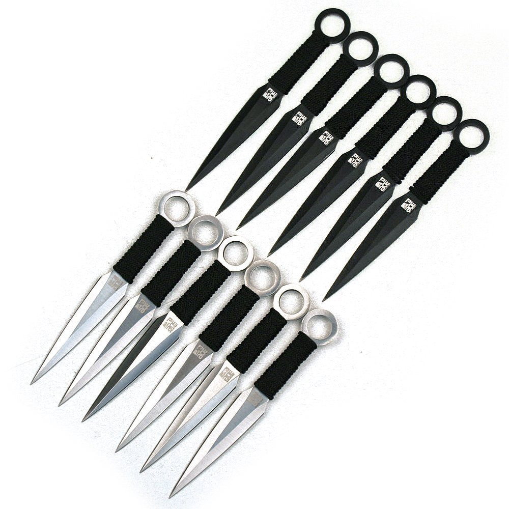 Ace Martial Arts Supply Ninja Stealth Black Throwing Knives with Nylon Case (Kunai 12 Pieces Set)