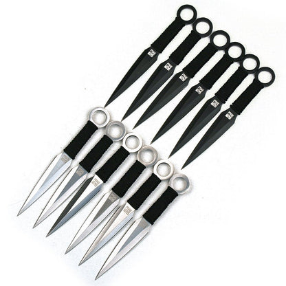 Ace Martial Arts Supply Ninja Stealth Black Throwing Knives with Nylon Case (Kunai 12 Pieces Set)