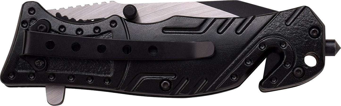 TAC Force TF-835 Series Spring Assist Folding Knife, Two-Tone Half-Serrated Blade, 4.5-Inch Closed