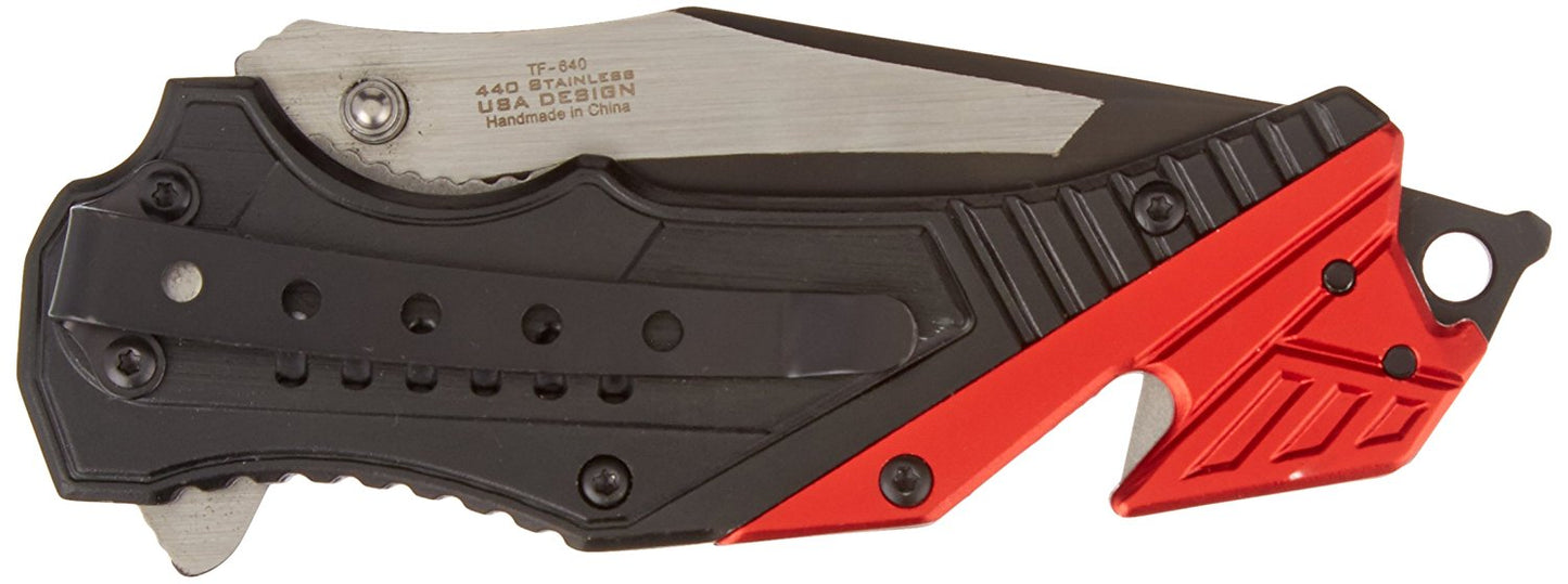 TAC Force TF-640 Series Assisted Opening Folding Knife, Two-Tone Tanto Blade, 4-1/2-Inch Closed