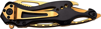 Mtech Ballistic Gold Titanium Bottle Opener Folding Pocket Knife