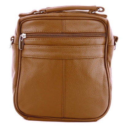 Roma Leathers Light Brown Leather Travel Organizer Crossbody Shoulder Bag