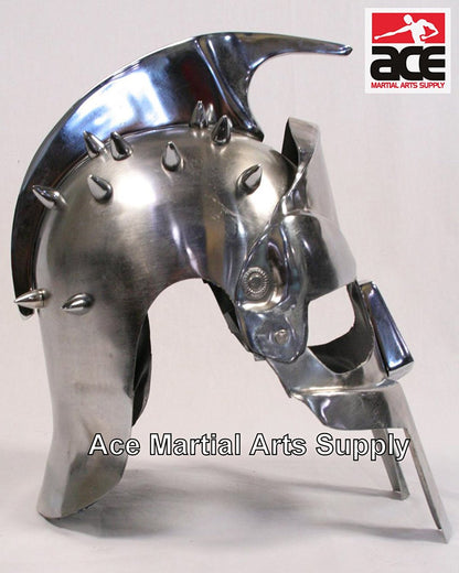Roman Gladiator Maximus Helmet w/ Spikes Armor Costume With Stand