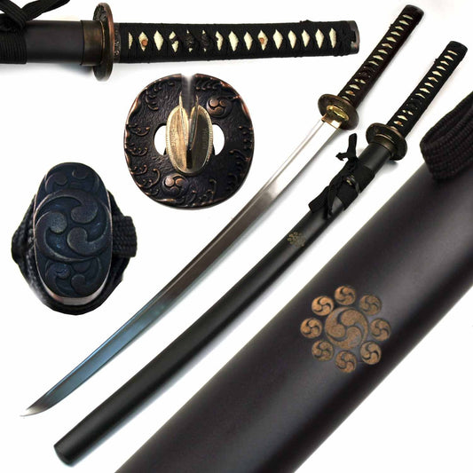 Ace Martial Arts Supply Collectible Hand Forge Carbon Steel Razor Sharp Edge Samurai Sword with Iron Tsuba and Bag, 41-Inch