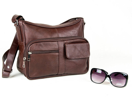 Goson Cowhid Leather Handbag Purse with Cell Phone Holder & Many Pocket