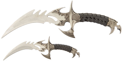 Ace Martial Arts Supply Draco Twin Fantasy Dagger Set, Silver