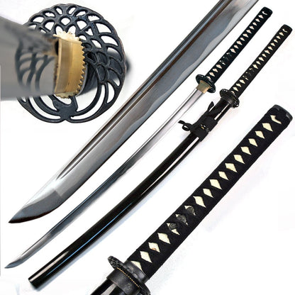 Ace Martial Arts Supply Classic Crane Tsuba Handmade Samurai Katana Sharp Sword-Musha (Extra Longer (4 Inch))
