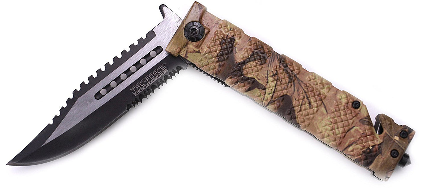 TAC Force TF-710 Series Liner Lock Assisted Opening Folding Knife, Two-Tone Half-Serrated Blade, 5-Inch Closed
