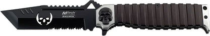 MTech USA MT-A820 Series Ballistic Sping Assist Knife, Black Half-Serrated Blade, 5-Inch Closed