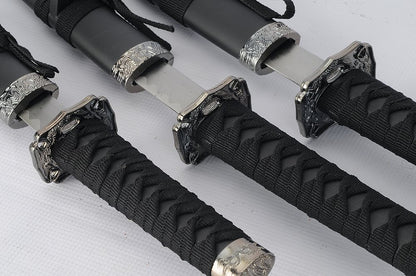 Super Christmas Deal or No Deal Japanese Samurai Swords Series - a set of Three (3) Japanese Samurai Swords with 40", 31" & 21" Carbon Steel Blade with Stand