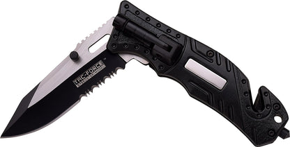TAC Force TF-835 Series Spring Assist Folding Knife, Two-Tone Half-Serrated Blade, 4.5-Inch Closed