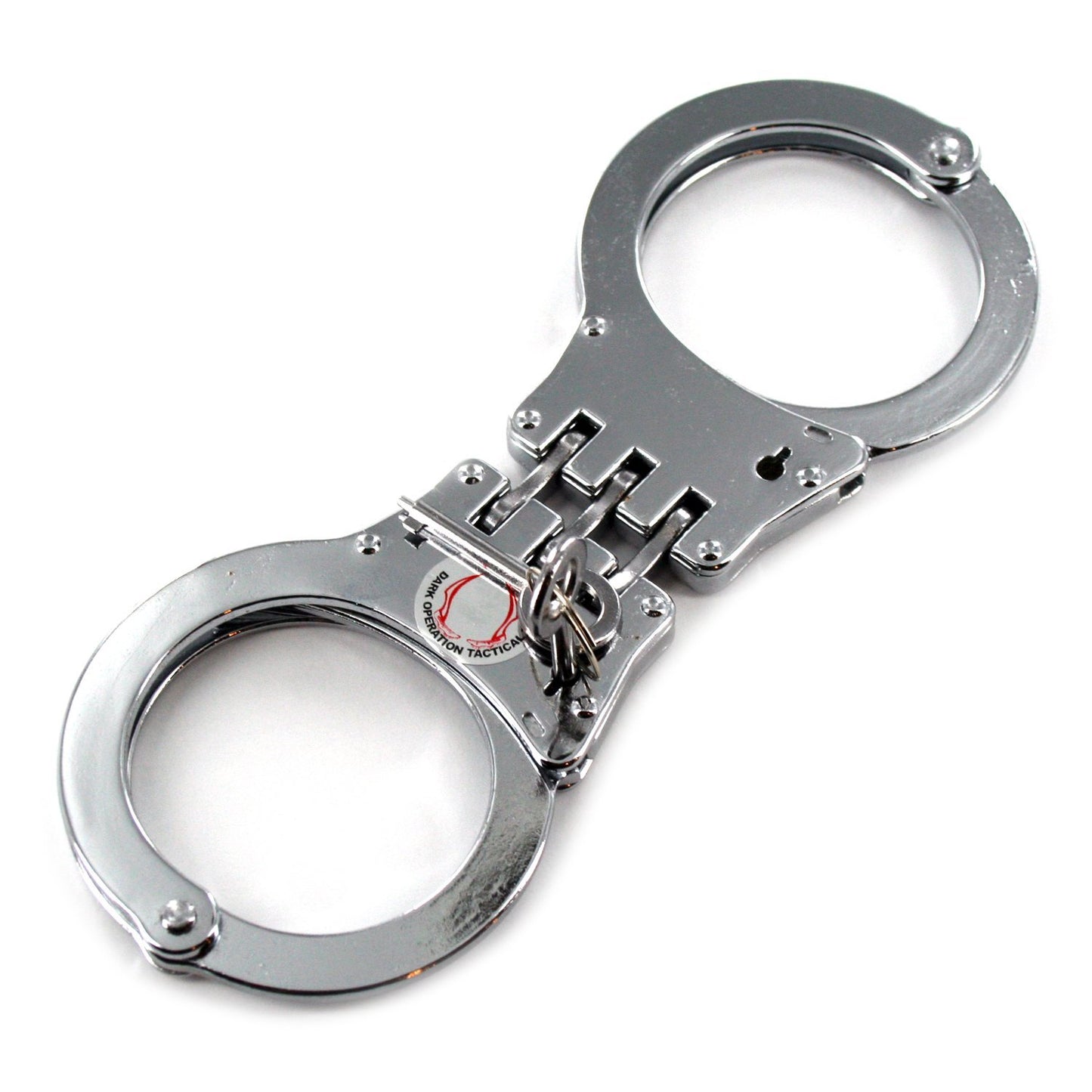Professional Heavy Duty Silver Hinged Police Style Handcuffs Double Lock with Duty Handcuff Nylon Case Holster