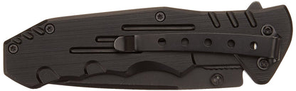 MTech USA MT-378 Folding Tactical Knife, Tanto Blade, Black Steel Handle, 4-1/2-Inch Closed