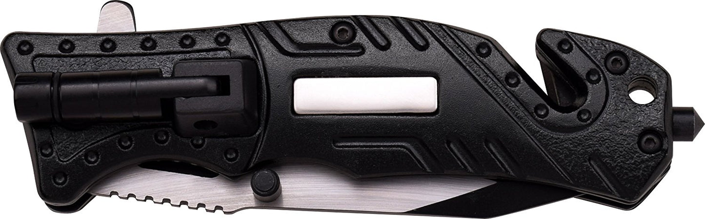 TAC Force TF-835 Series Spring Assist Folding Knife, Two-Tone Half-Serrated Blade, 4.5-Inch Closed