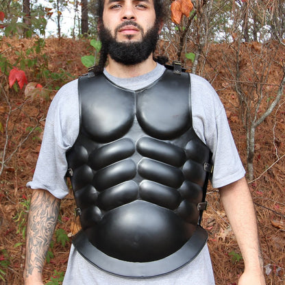 Medieval Roman Greek Muscle Body Armor Cuirass Black