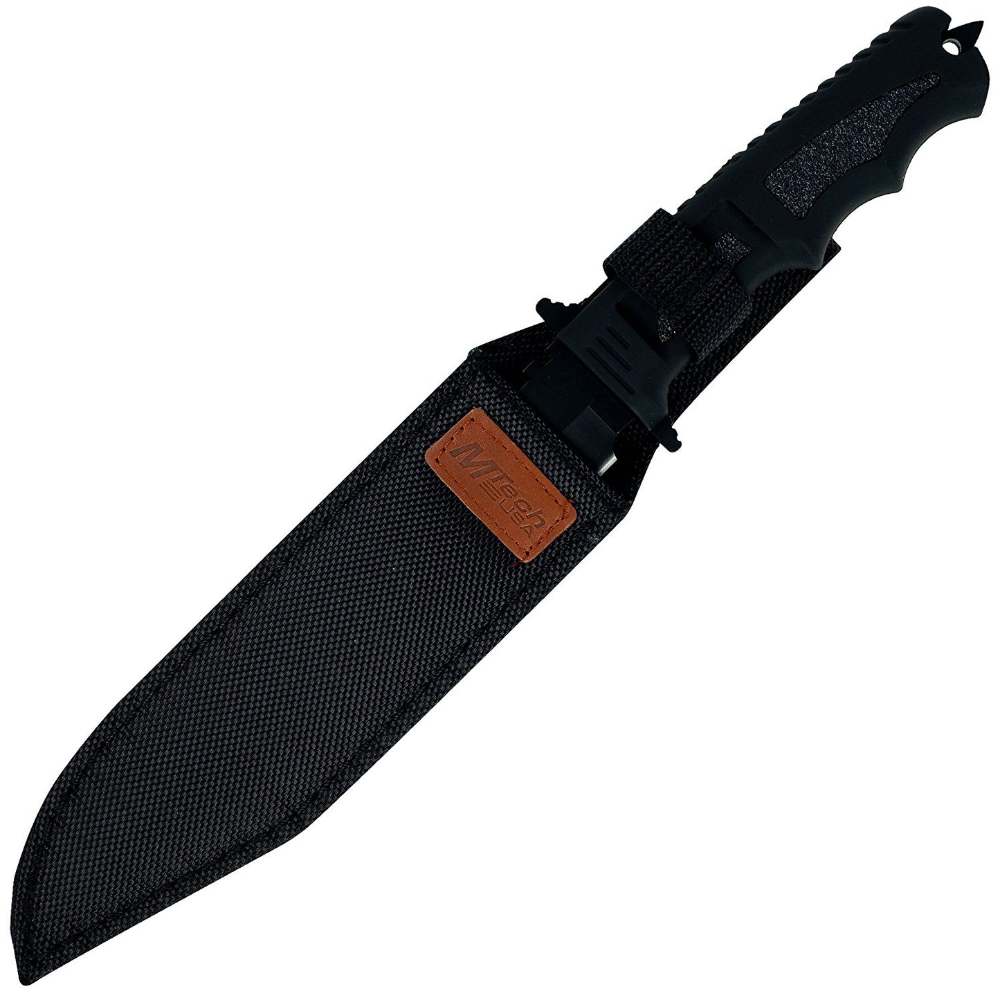 MTech USA MT-086 Series Fixed Blade Hunting Knife, Straight Edge Blade, Black Handle, 12-1/4-Inch Overall