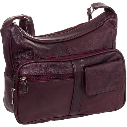 Roma Leathers Women's Wine Red Leather Crossbody Shoulder Bag