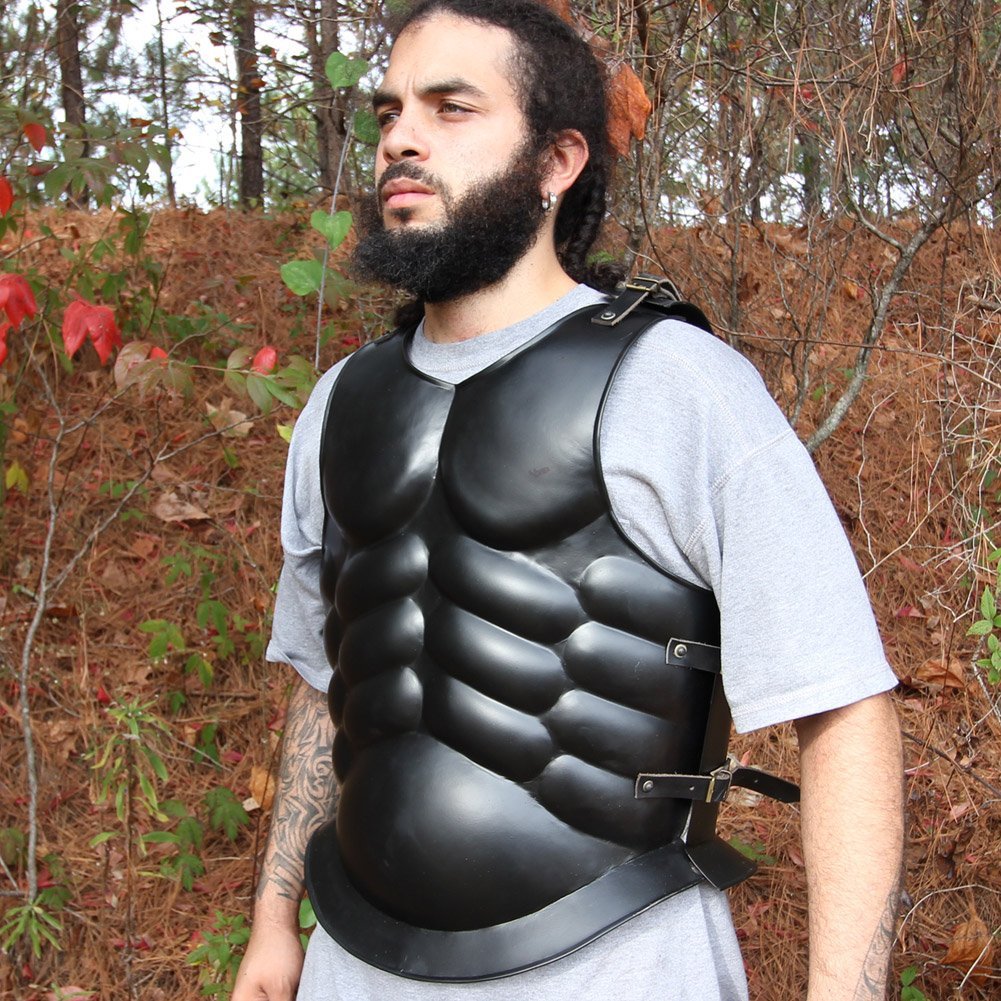 Medieval Roman Greek Muscle Body Armor Cuirass Black