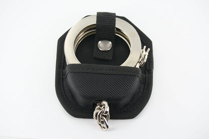 Professional Heavy Duty Silver Chrome Chain Police Style Handcuffs DOUBLE LOCK With Duty Handcuff Nylon Case Holster