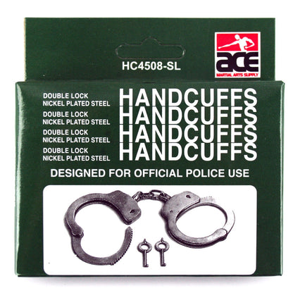 Professional Handcuffs Silver Steel Police Duty Double Lock w/Keys NEW