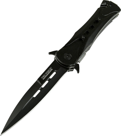 TAC Force TF-719BK Assisted Opening Folding Tactical Knife 4.5-Inch Closed, Black Blade, Black Handle