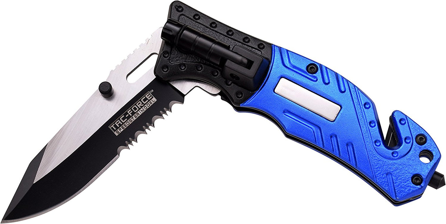 TAC Force TF-835 Series Spring Assist Folding Knife, Two-Tone Half-Serrated Blade, 4.5-Inch Closed