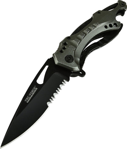 TAC Force TF-705 Series Assisted Opening Tactical Folding Knife, Half-Serrated Blade, 4-1/2-Inch Closed