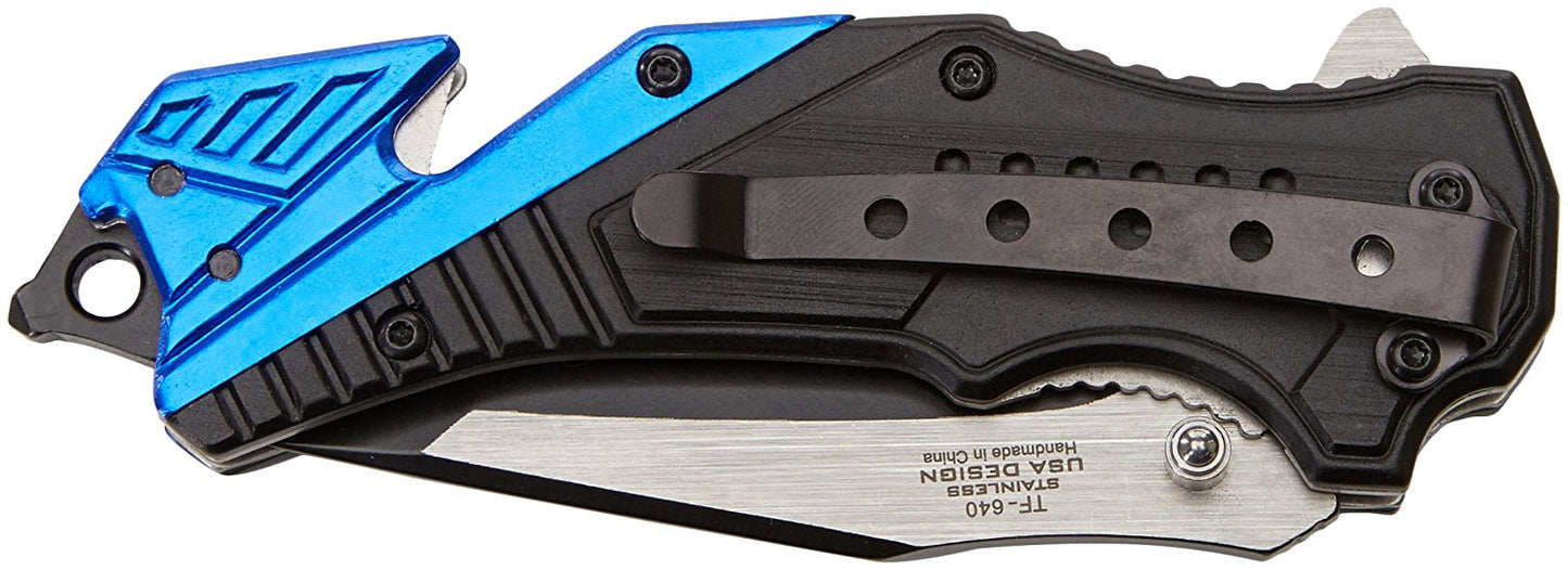 TAC Force TF-640 Series Assisted Opening Folding Knife, Two-Tone Tanto Blade, 4-1/2-Inch Closed