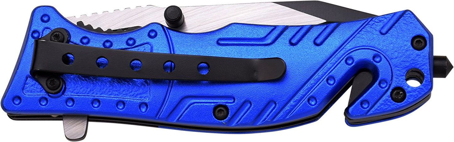 TAC Force TF-835 Series Spring Assist Folding Knife, Two-Tone Half-Serrated Blade, 4.5-Inch Closed