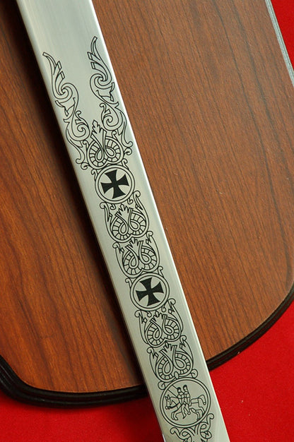 47" New Medieval Two Hand Knights Templar Crusader Sword w/Plaq