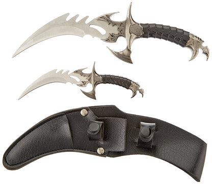 Ace Martial Arts Supply Draco Twin Fantasy Dagger Set, Silver