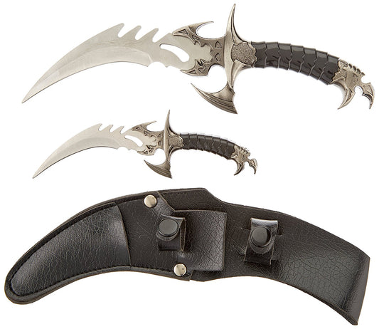 Ace Martial Arts Supply Draco Twin Fantasy Dagger Set, Silver