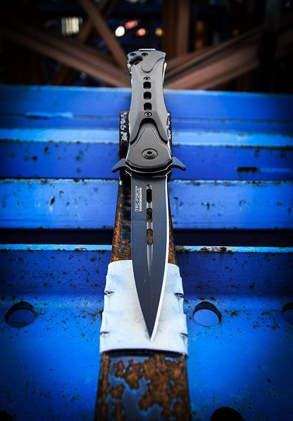 TAC Force TF-719BK Assisted Opening Folding Tactical Knife 4.5-Inch Closed, Black Blade, Black Handle