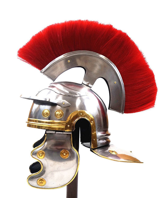 Roman Centurion Helmet w/ Red Plume Armor Gladiator New