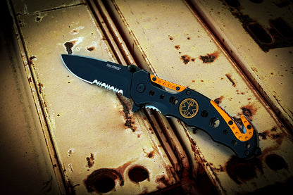 TAC Force TF-723 Series Assisted Opening Tactical Folding Knife, Black Half-Serrated Blade, 4-1/2-Inch Closed