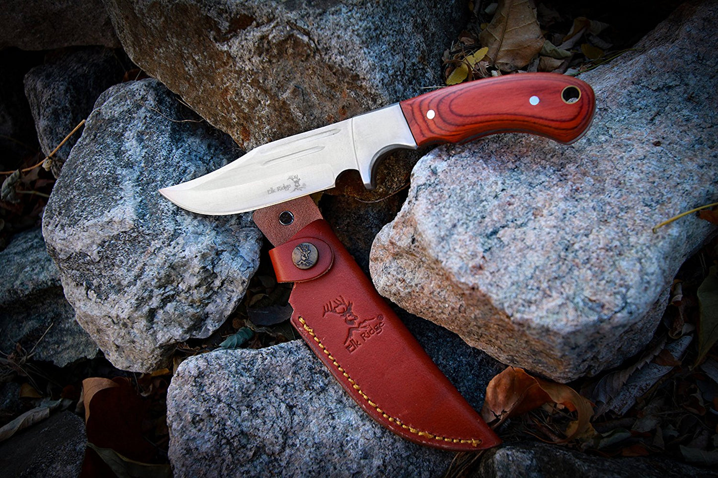Elk Ridge ER-052 Fixed Blade Hunting Knife, Straight Edge Blade, Pakkawood Handle, 9-1/2-Inch Overall