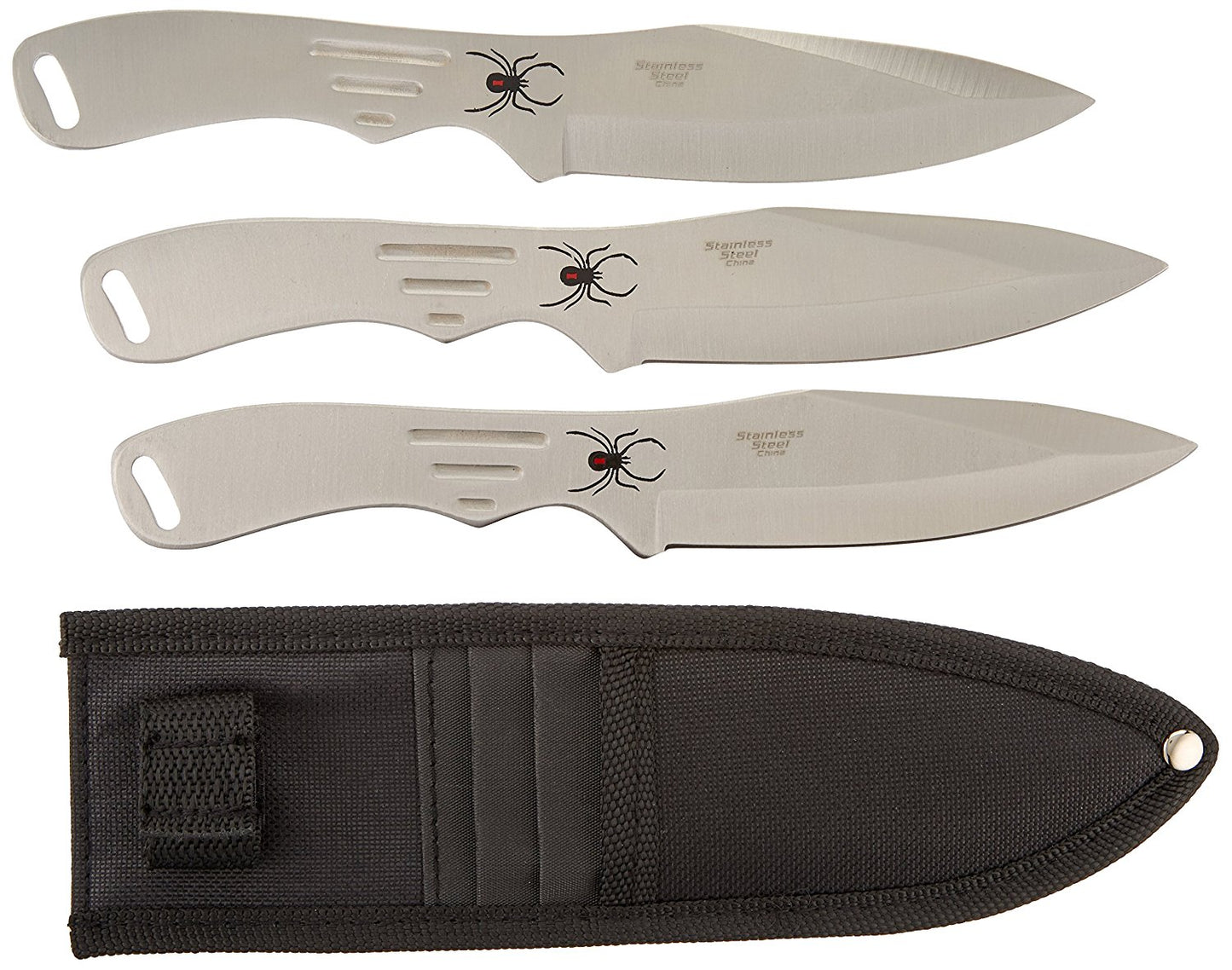 Perfect Point RC-179 Series Throwing Knife Set with Three Knives, Steel Handles, 8-Inch Overall