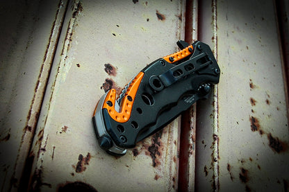 TAC Force TF-723 Series Assisted Opening Tactical Folding Knife, Black Half-Serrated Blade, 4-1/2-Inch Closed